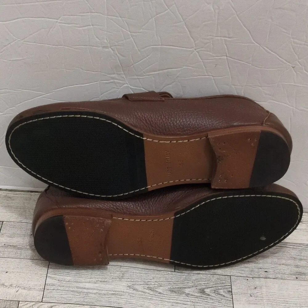 Givocci Mens Brown Tumbled Leather Penny Loafers Italy 43 US 10